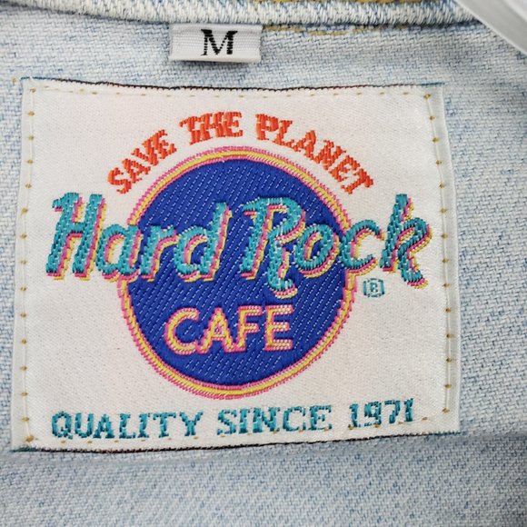 Las Vegas Hard Rock Cafe Save the Planet Light Wash Oversize Denim Jacket M - Picture 6 of 16